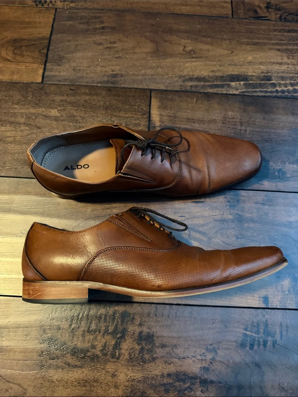 ALDO Men's Cognac Brown Leather Lace-Up Oxfords